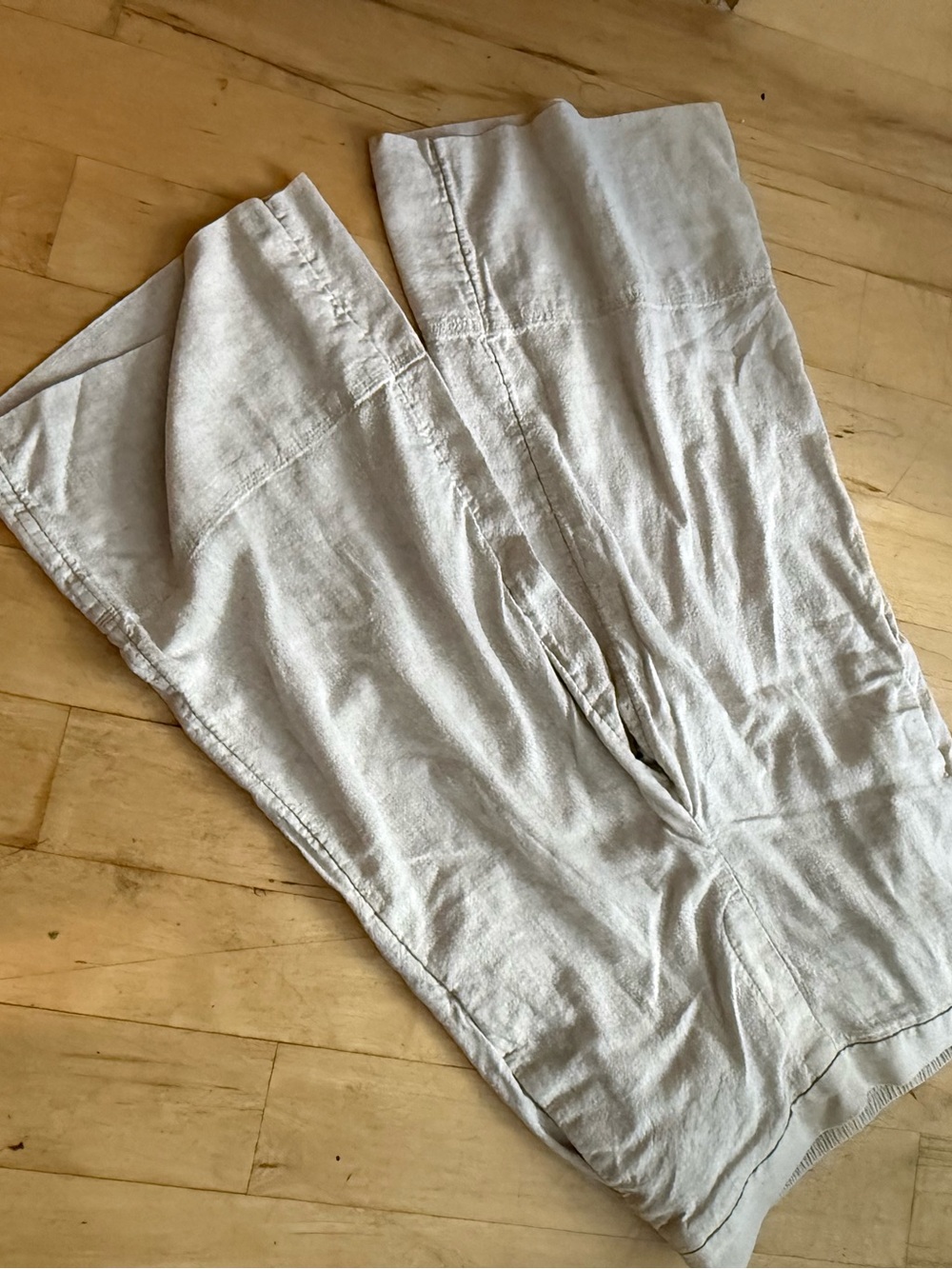 Linen Blend Crop Wide Casual Pants petite M